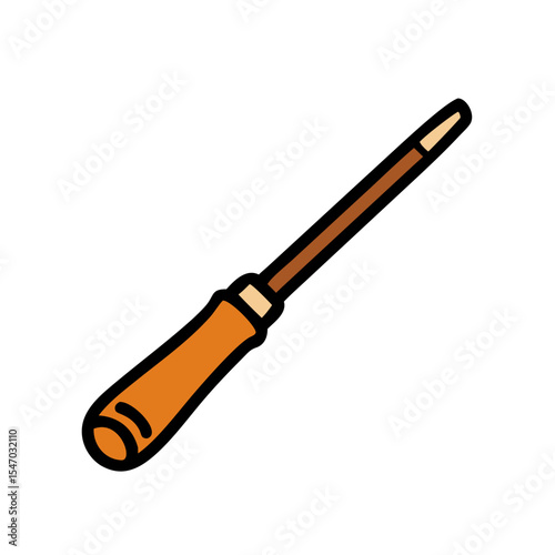 Brown craft tool isolated on black background illustration