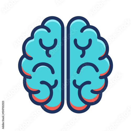 Isolated blue brain illustration on black background in flat style