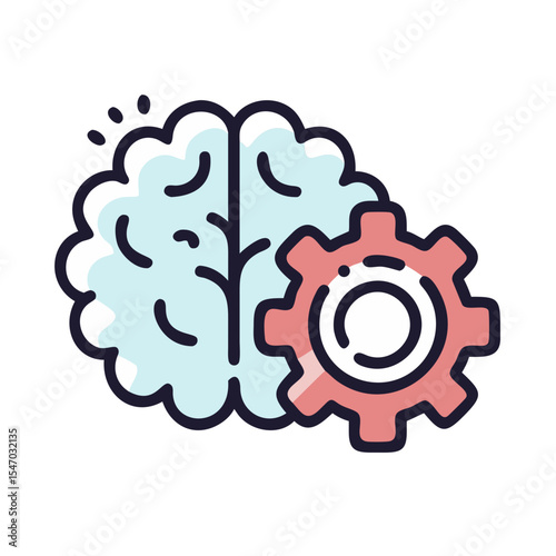 Brain and gear icon symbolizing thinking and problem solving