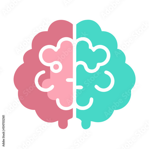 Stylized Brain Illustration with Left and Right Hemisphere Distinction