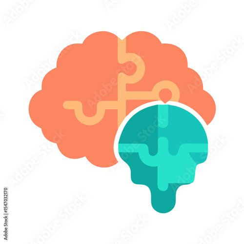 Brain puzzle icon displaying mind process and problem solving