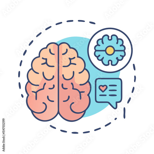 Brain wellness and positive thinking illustration in vector format