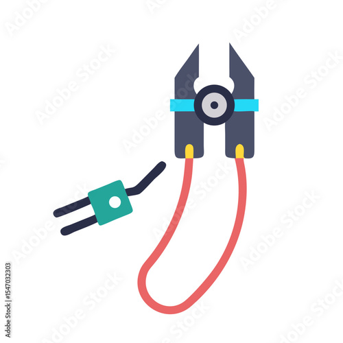 Flat icon illustration of wire stripper with electric plug