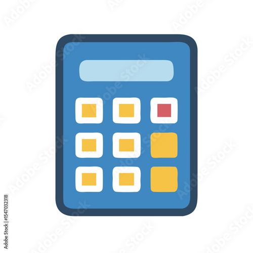 Stylized calculator icon in blue and yellow colors