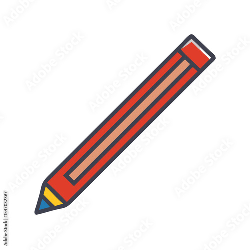 Vector drawing of a red pencil with a blue tip