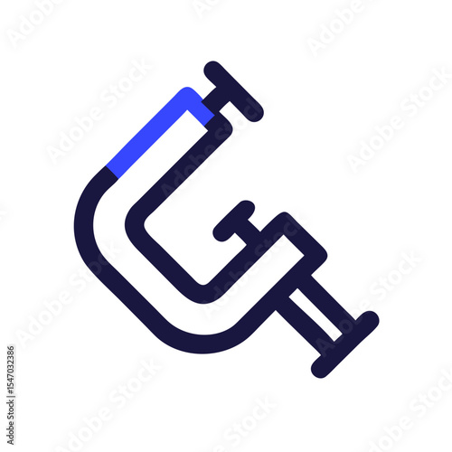 Blue C Clamp Icon Design on a Black Background