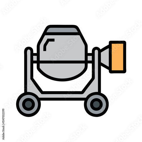 Illustration of a portable concrete mixer on black background