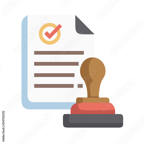 Stamped approved document icon for business concept illustration