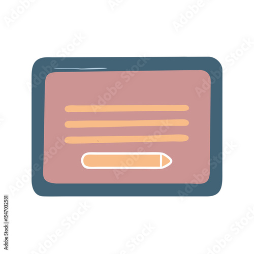 Illustration of digital notepad with stylus for creative work