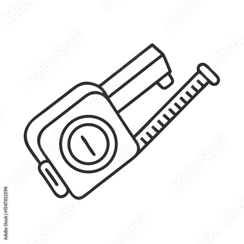 Isolated outline of a measuring tape on a black backdrop