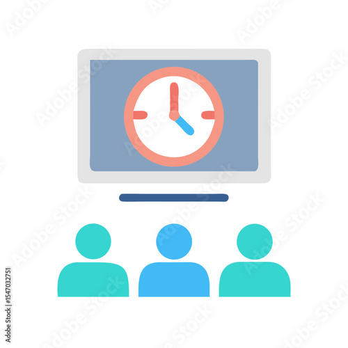Meeting time on screen with abstract people attending