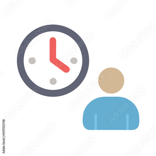Person and clock illustration depicting time management concept