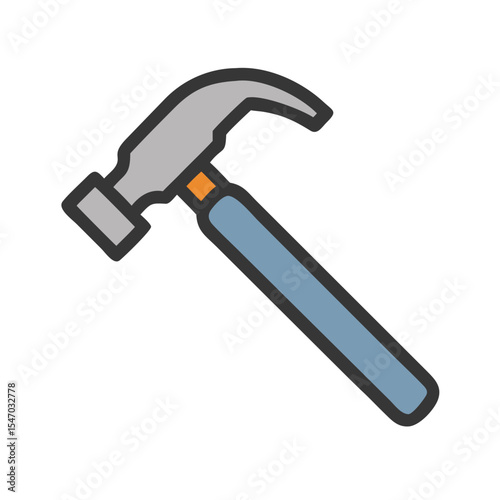 Isolated blue hammer icon on black background construction tool