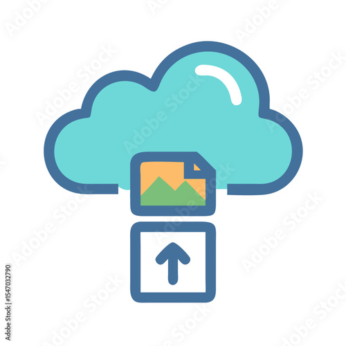 Cloud upload vector icon with image file concept