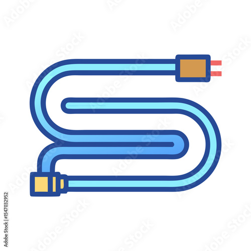 Blue electrical wire with connector on black background image