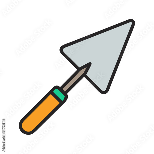 Construction trowel illustration against black background for construction concept