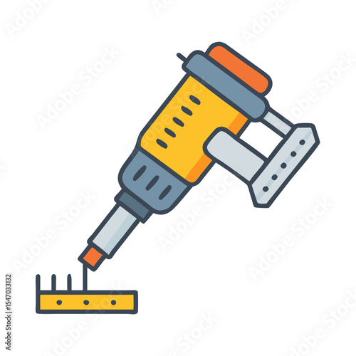 Illustration of pneumatic nail gun on black background
