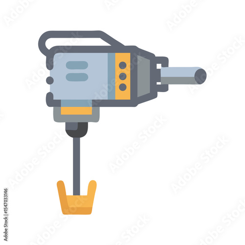 Flat design electric concrete vibrator with gray and yellow