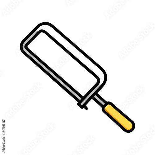 Minimalist image of a hack saw against black background