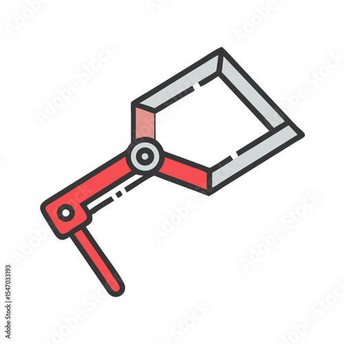 Isolated graphic clamp tool on black background, industrial theme