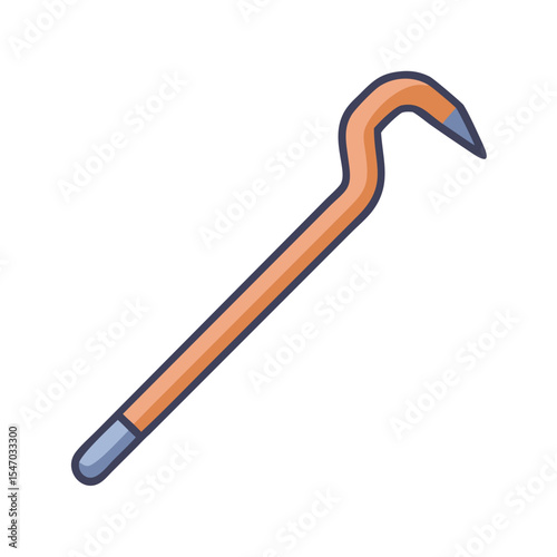 Cartoon style crowbar tool illustration on black background
