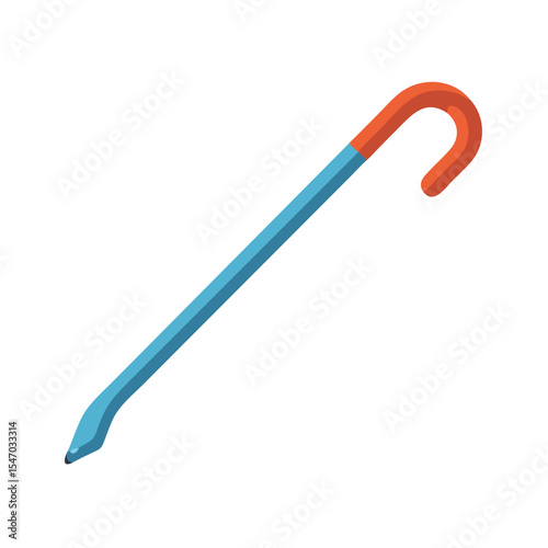 Stylized blue and orange metal tool on black background