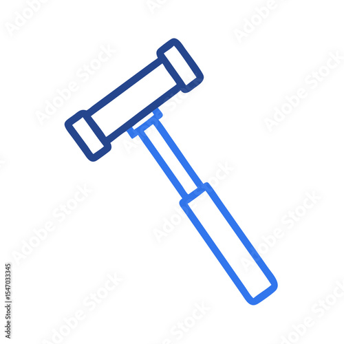 Blue hammer icon on black background for construction concept