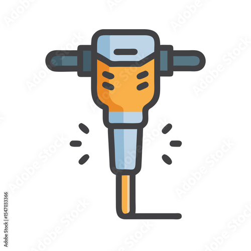 Jackhammer construction tool icon on black background illustration