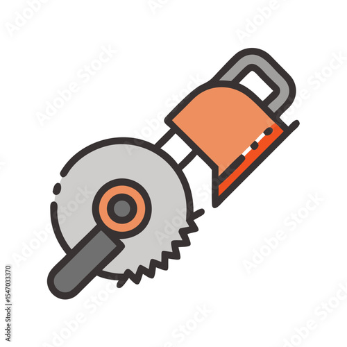 Illustration of a circular saw tool on black background