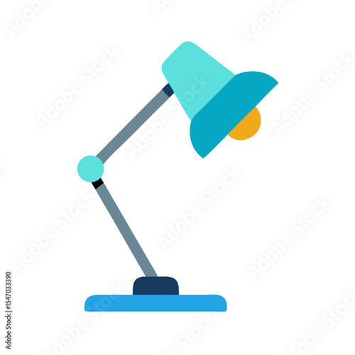 Stylized desk lamp illustration with light on black background