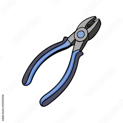 Cartoon style wire cutter tool isolated on black background