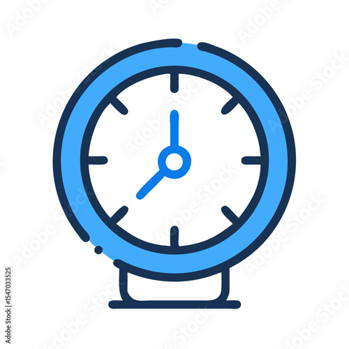 Blue minimalistic clock illustration against a black background time