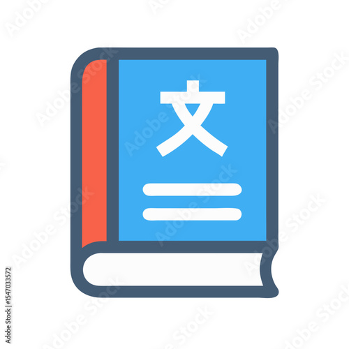 Flat design icon illustration of a language learning book