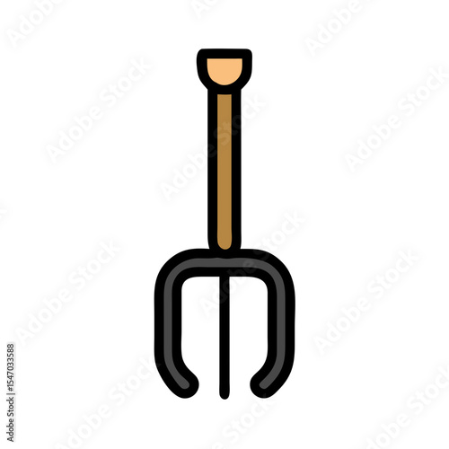 Minimalist gardening tool shovel vector icon on black backdrop
