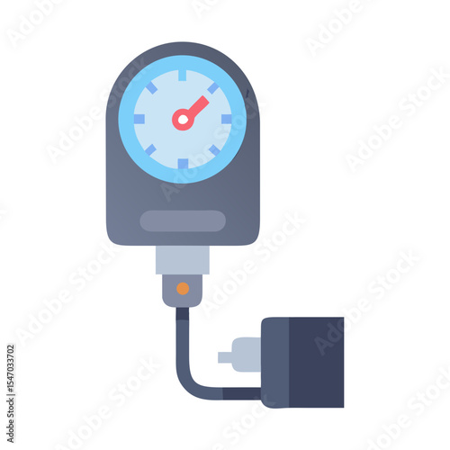 Isolated flat vector illustration of a tire pressure gauge