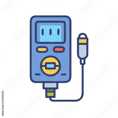 Cartoon styled glucose meter with attached test strip sensor