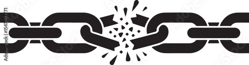 Heavy Broken Chain Illustration Representing Strength and Rebellion