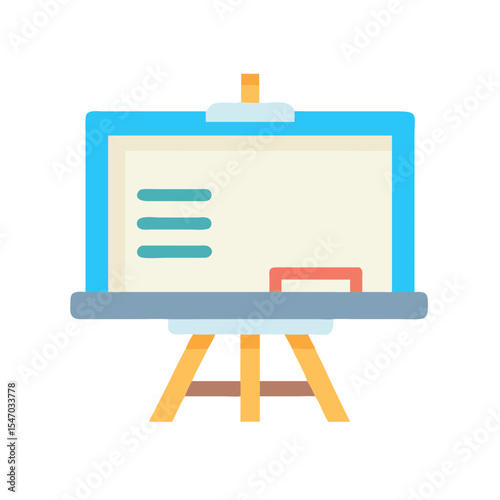 Illustration of a whiteboard on a wooden stand isolated