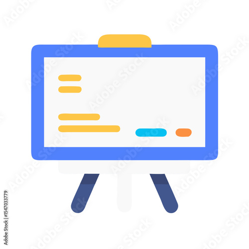 Presentation board with data, flat design on black background