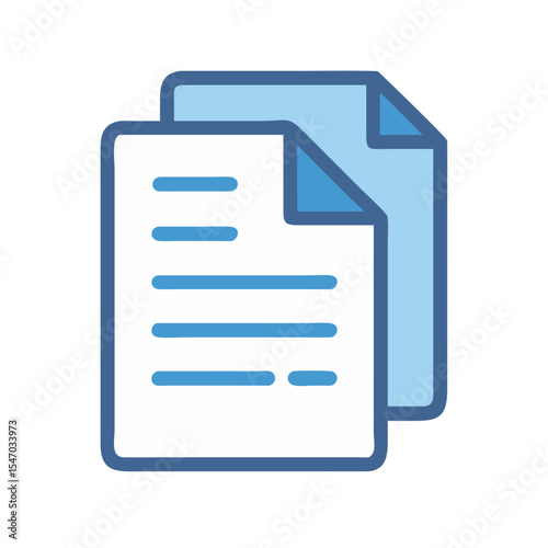 Two documents with text in a blue border outline