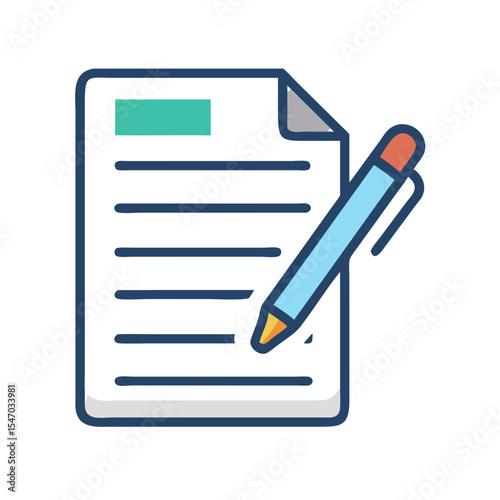 Document and pen illustration representing content creation or form filling
