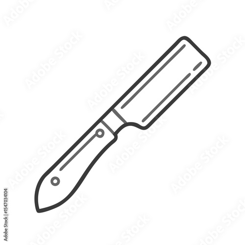 Minimalist straight razor illustration on a black background