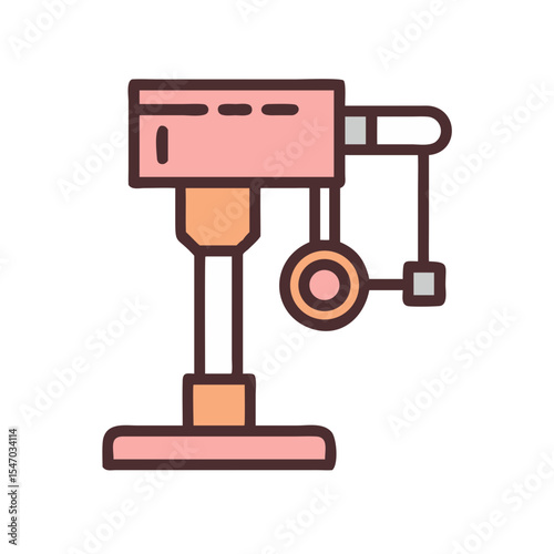 Stylized floor drilling machine illustration on a black background