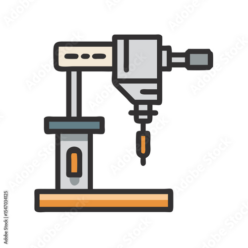 Isolated drilling machine vector illustration in gray and orange