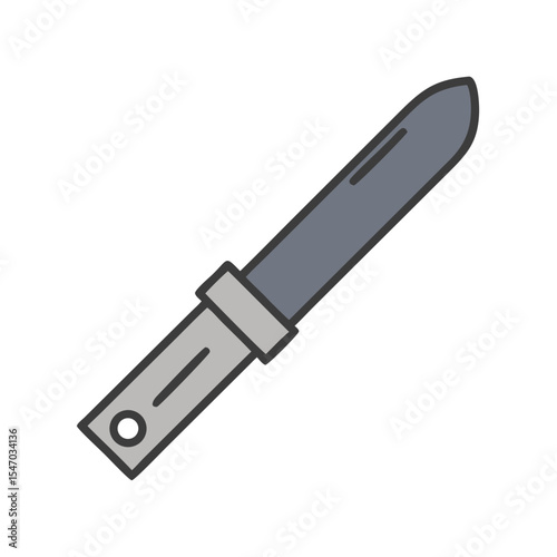Minimalist illustration of a knife on a black background