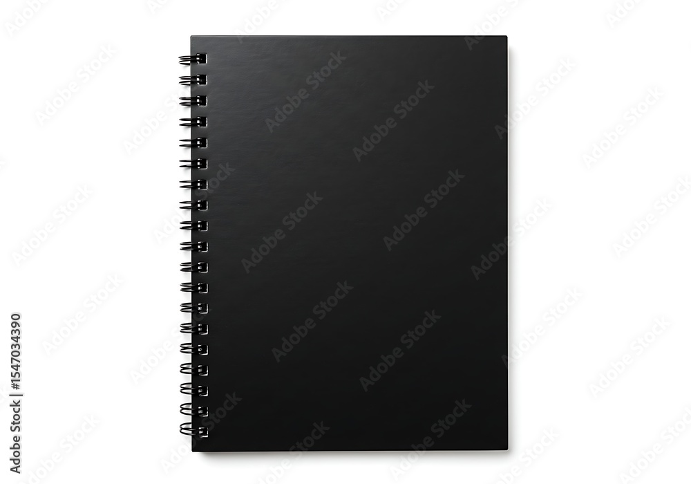 Close up of a black spiral notebook Close up of a black spiral notebook