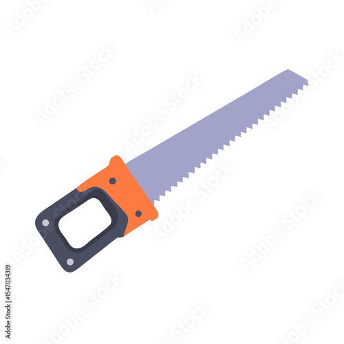 Isolated saw with orange handle on black background