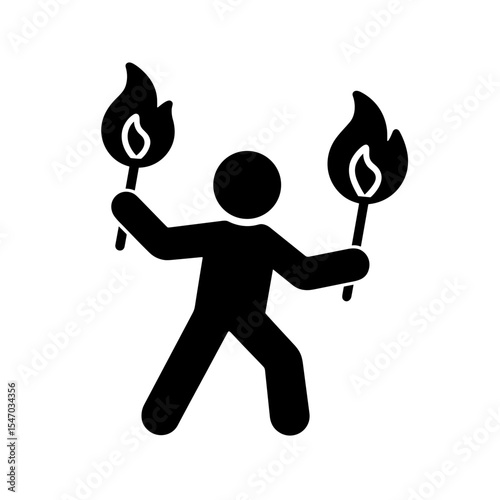 Fire juggler icon in filled style – representing extreme festival performance
