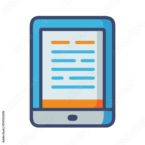 Digital reader device with text on screen illustration
