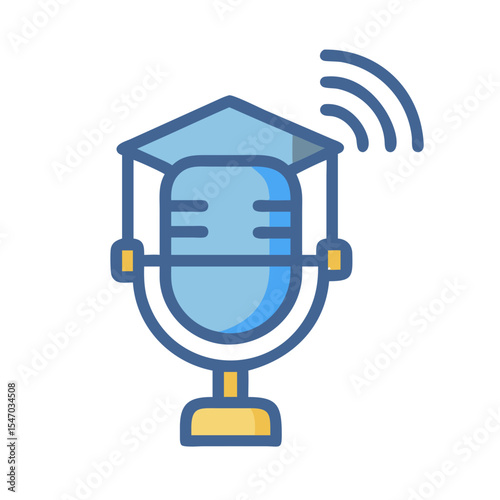 Academic podcast concept illustration, learning and audio content